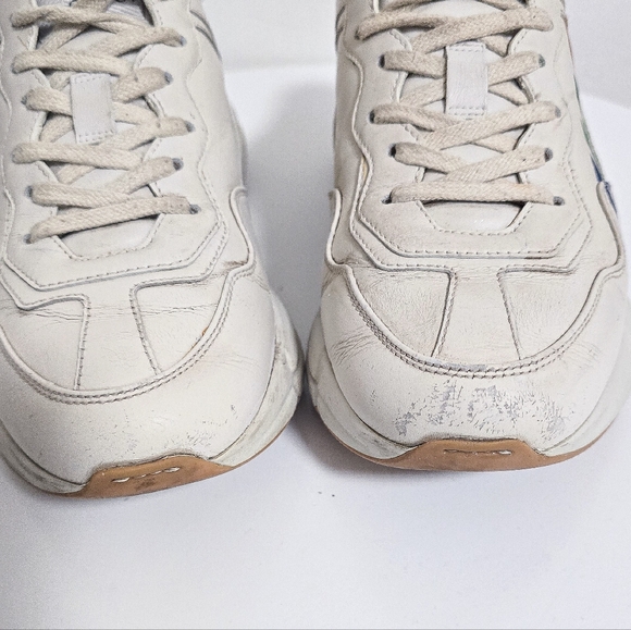 Gucci Rhyton cream chunky rainbow glitter logo casual sneakers size 36.5 - Picture 4 of 11